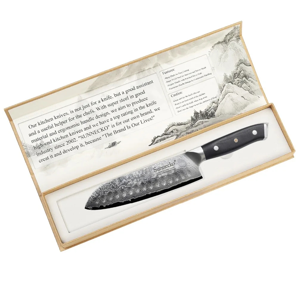 2018 нож SUNNECKO Дамаск VG10 сталь 7 &quotSantoku японский острый кухонные ножи G10 Ручка