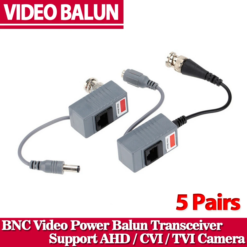 5 пар CCTV Камера Интимные аксессуары аудио видео балун трансивер BNC UTP RJ45 Видео балун с аудио и Мощность более CAT5 /5e/6 кабель