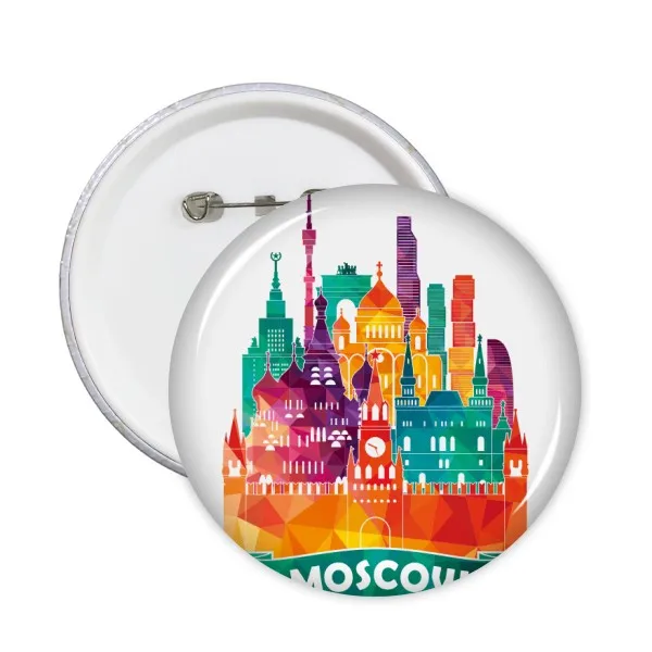 

5pcs Moscow Cathedral Painting Pattern Illustration Round Pin Badge Button Decorate Badges Clothing Patche Kid Gift Brooche