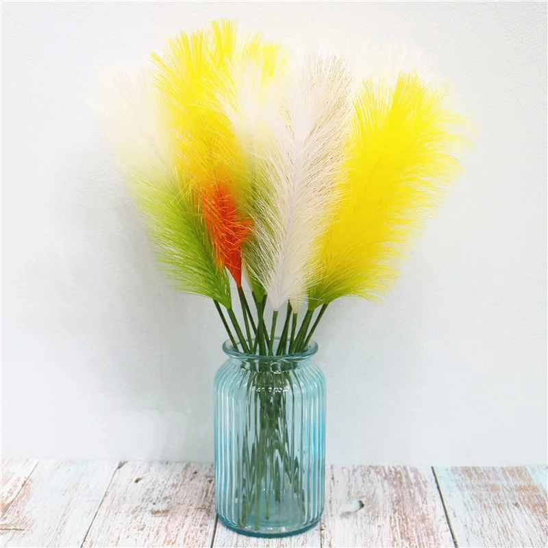 

10pcs Artificial Reed Flower Natural Dry Pampas Grass Wedding Stage Green Plant Decoration Family Bonsai