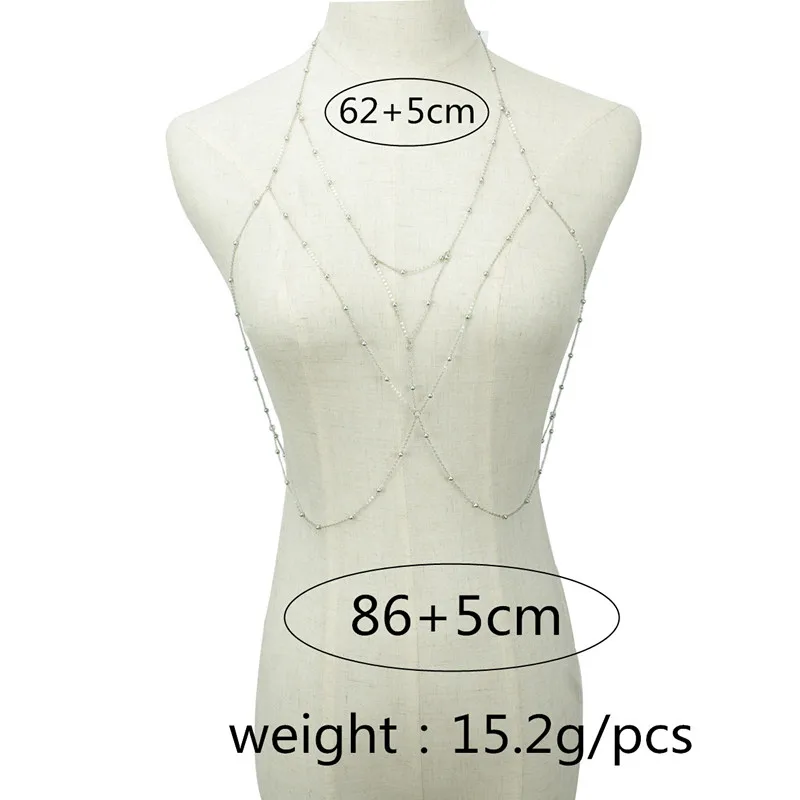 Модный винтажный корпус Coraliz жгут цепь из медных бусинок Многослойная цепь для тела бюстгальтер грудь цепь ожерелье аксессуары для одежды