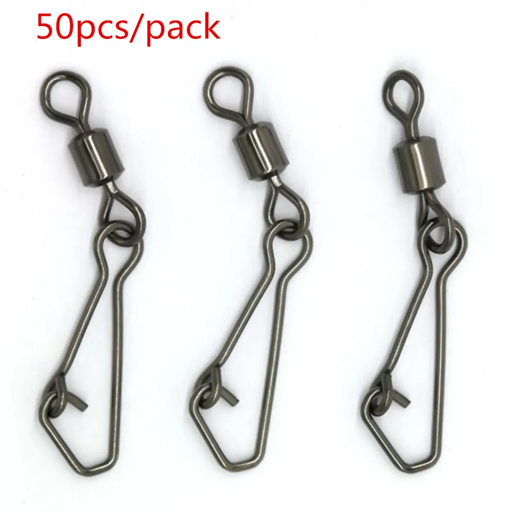 

50pcs 2# 1# 4# 6# 8# Fishing Connector Pin Bearing Rolling Swivel Stainless Steel with Snap Fishhook Lure Tackle Accessorie