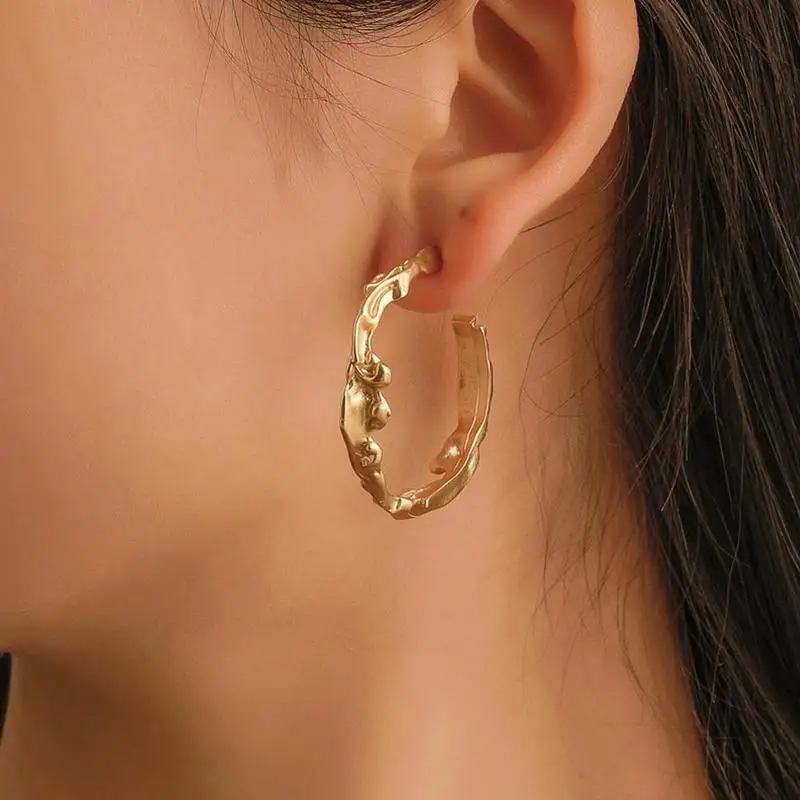 

1pair C-shaped Circle Hollow Metal Earrings Aliexpress Best Selling Ear Rings Color Fashion Wild Casual Daily Female Earrings