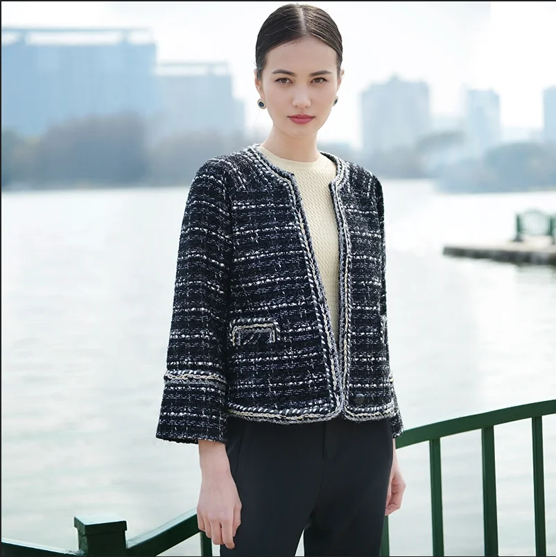 Tweed chaqueta nueva primavera 2017 de cercanías chaqueta borde trenzado señoras abrigo corto|ladies short coats|short coattweed jacket - AliExpress
