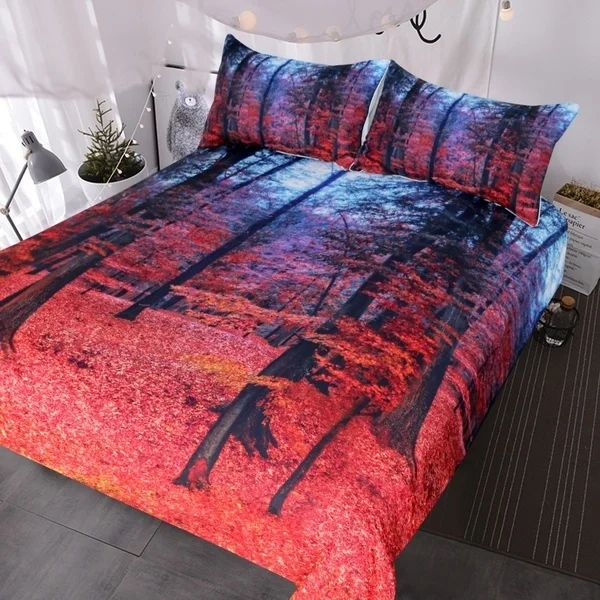 

Natural Maple Forest Bedding 3pcs Fall Autumn Tree Duvet Cover Set