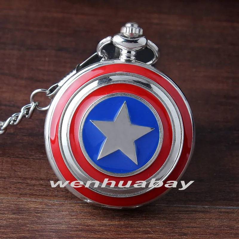 Ретро Металл Marvel супер герой Капитан кварцевые карманные часы с подвеской брелок цепь винтажные карманные часы мужские детские подарки на день рождения