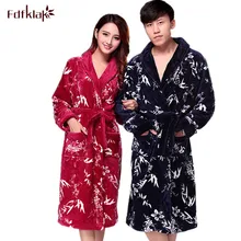 Осень-зима Для женщин с длинным рукавом халат Фланелевая пижама Для женщин пары коралловый халат из флиса; теплая одежда для сна банный халат Q43