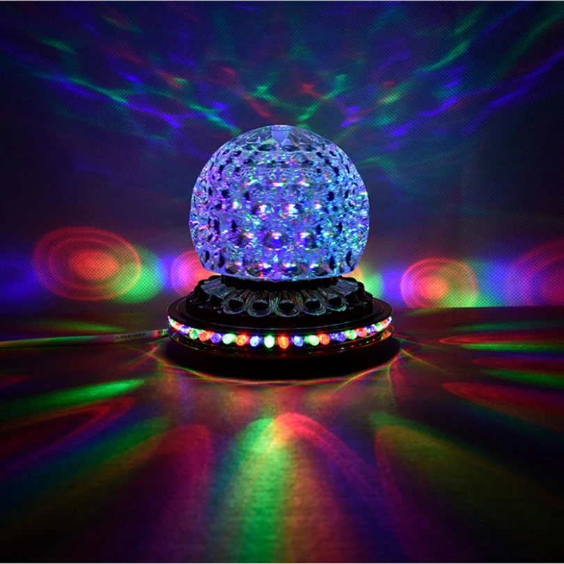 Bonarty Mini Magic Disco Party Lights Stage Strobe LED RGB Flashing Rotating DJ Ball for Parties Chrismas Holiday C Wedding 12x12x12.3cm 