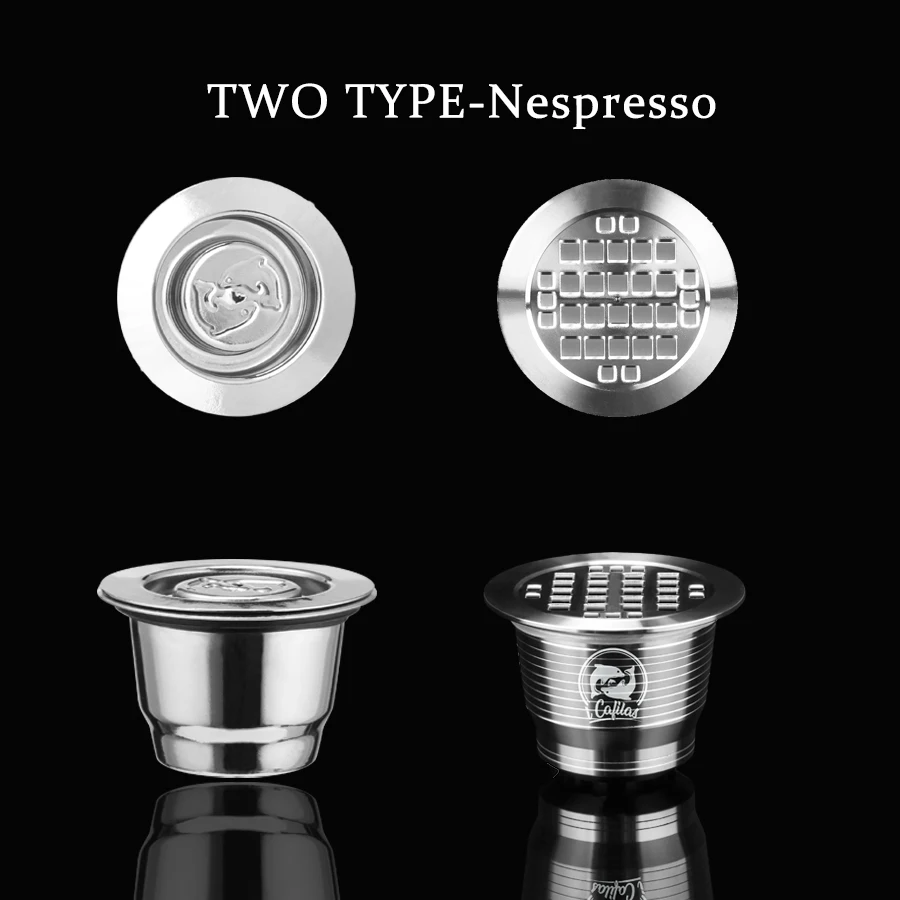 

New Stainless Steel Metal 2 in 1 Usage Coffee Filter Nespresso Reusable Capsule Refillable Refilable Two-Type Refilerable