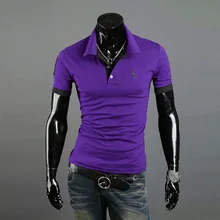 Мужчины Повседневная Топы Ти V Шеи Сплошной Цвет Рубашки Поло Slim Fit С Коротким Рукавом Летом Стиль Новый