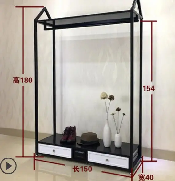 Clothing store hanger display stand floor-standing men and women loading shelves with cabinet display rack side hanging in the i - Цвет: 6