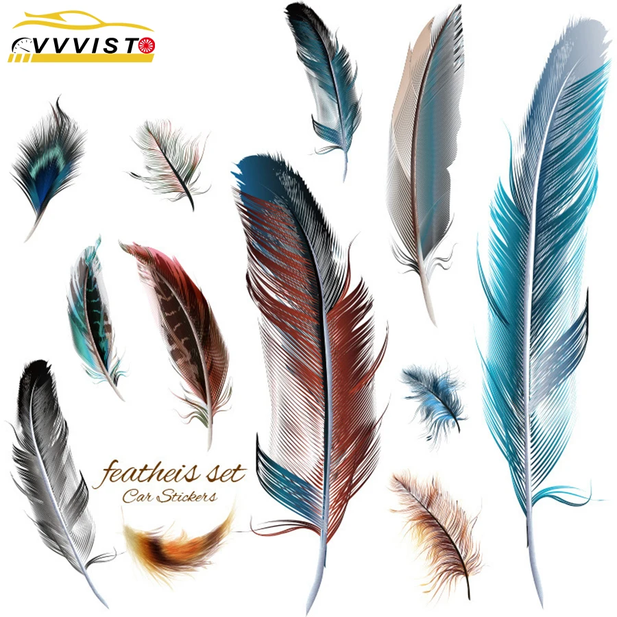 2019 VVVIST Car Stickers 3D Feather Funny Decal Sticker For Car  Auto Exterior Accessories Waterproof Stickers Auto Car Cover