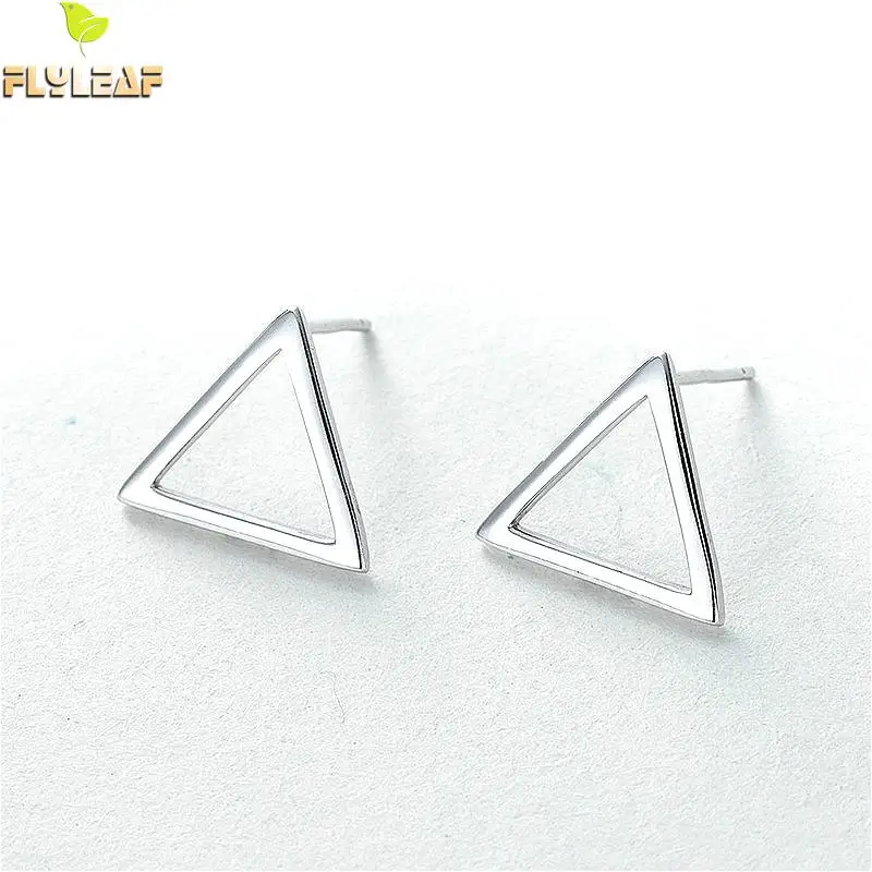 

Flyleaf 100% 925 Sterling Silver Geometric Triangle Simple Stud Earrings For Women Fashion Party Jewelry