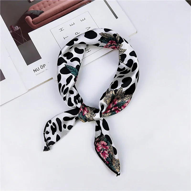 fashion Square Scarf Hair Tie Band Party Women Elegant Small Vintage Skinny Retro Head Neck Silk Satin Scarf, square scarves - Цвет: 24