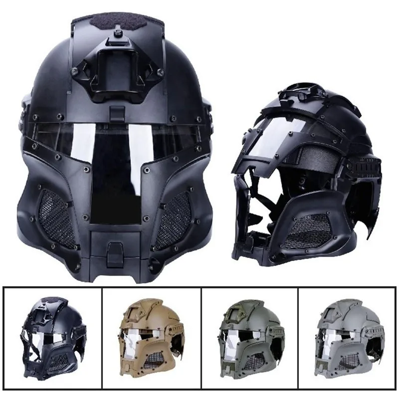 Outdoor WST Helmet Airsoft Paintball CF Game Face Mask Tactical Protective Helmet Military Bicycle Helmet Full Fcae Mask Iron