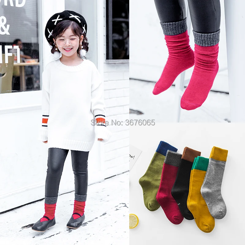 

Colorful cotton socks for baby girls spring/autumn warmer socks kids child lovely Splice contrast color fashion children socks