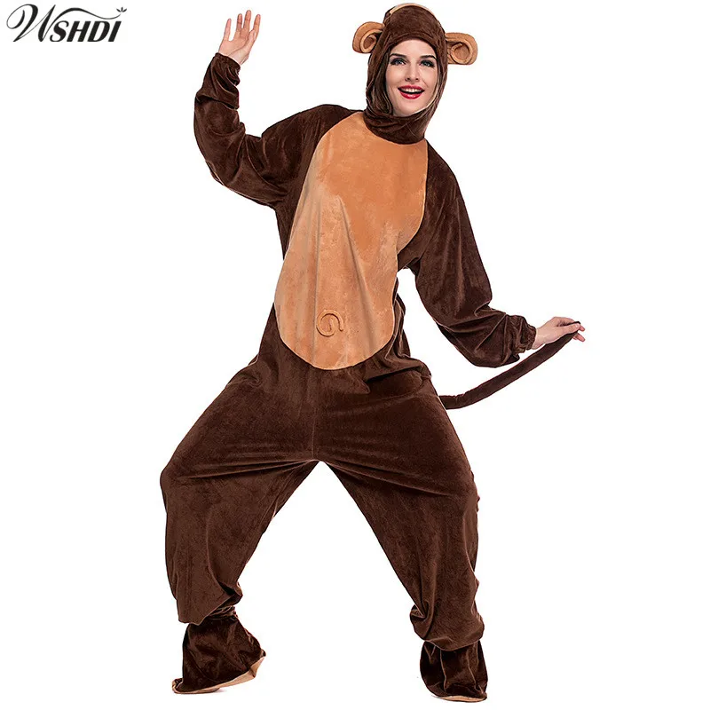Brown Adult Animale Halloween Cosplay Monkey Costume Women Cute Monkey