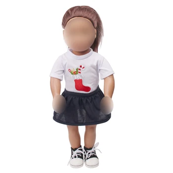 

18 inch Girls clothes doll Christmas shirt skirt American new born dress Baby toys fit 43 cm baby accessories c671