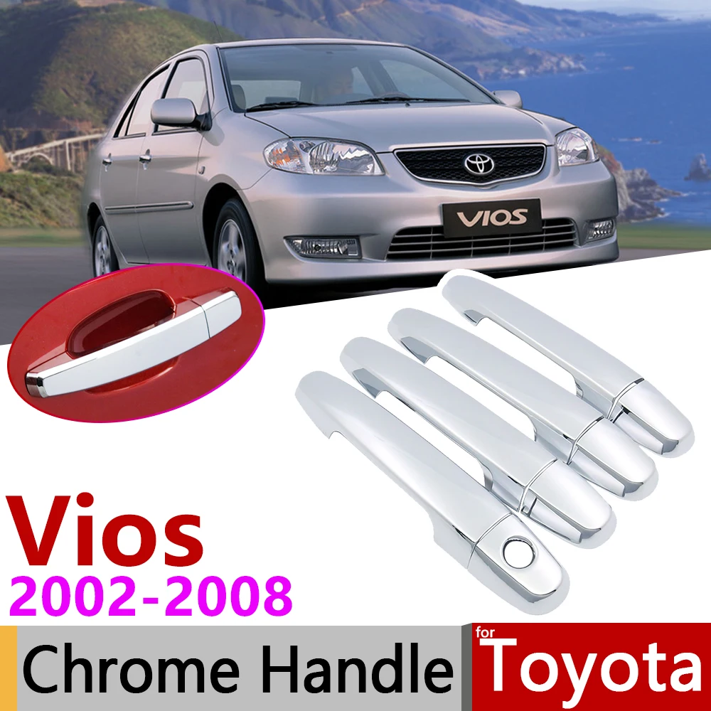 for Toyota Soluna Vios XP40 Limo 2002~2008 Chrome Door Handle Cover Car Accessories Stickers Trim Set 2003 2004 2005 2006 2007 | Автомобили