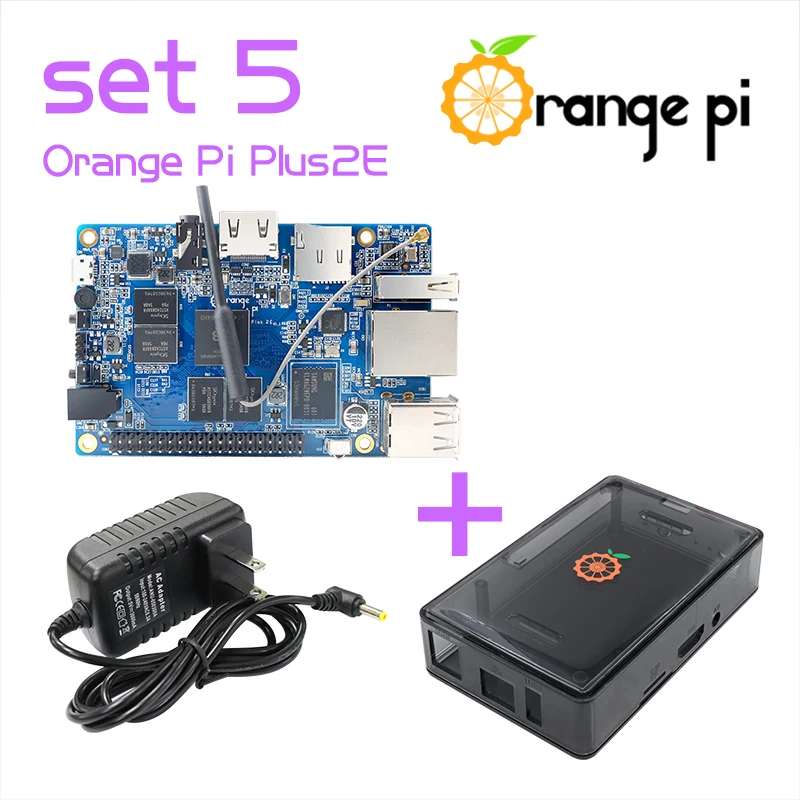 

Orange Pi Plus 2E SET5: Pi Plus 2E + Power Supply + Black Transparent ABS Case Support Ubuntu, Debian