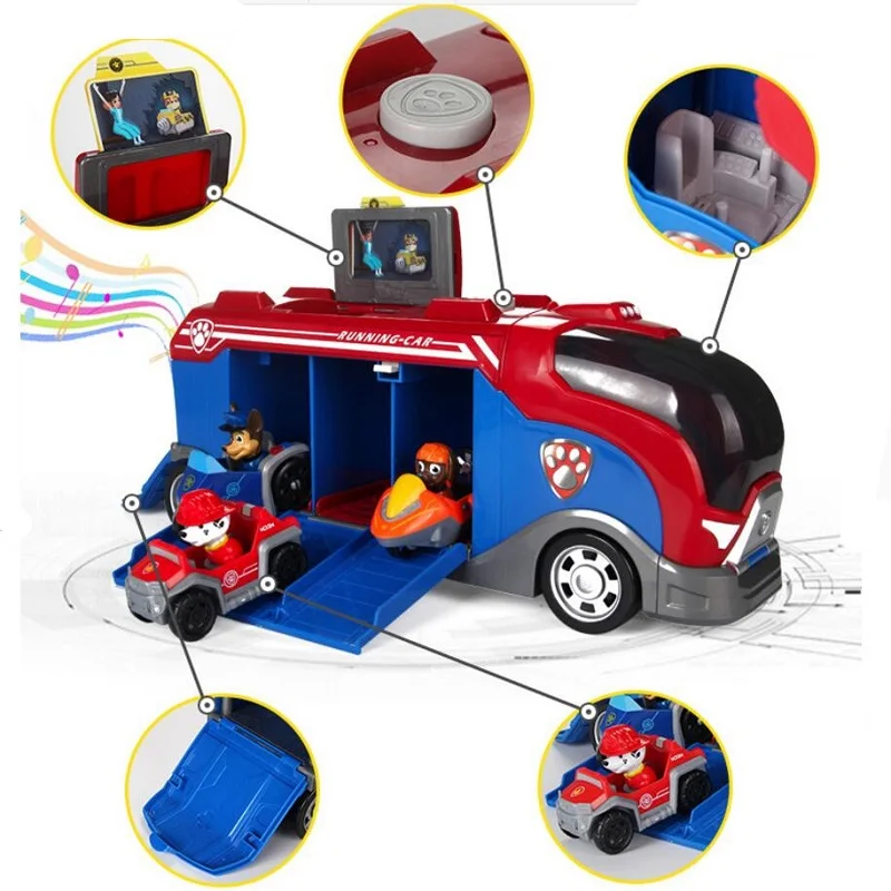 Paw Patrol автомобиль раздвижная команда большой грузовик игрушка музыка Спасательная команда игрушка Patrulla Canina Juguetes Фигурки игрушки рождественские подарки