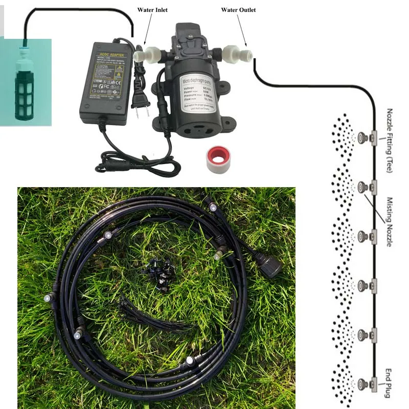 

6M~18M electric pump Garden water mist spray with Pump and Power nebulizer for flowers plant greenhouse garden irrigation