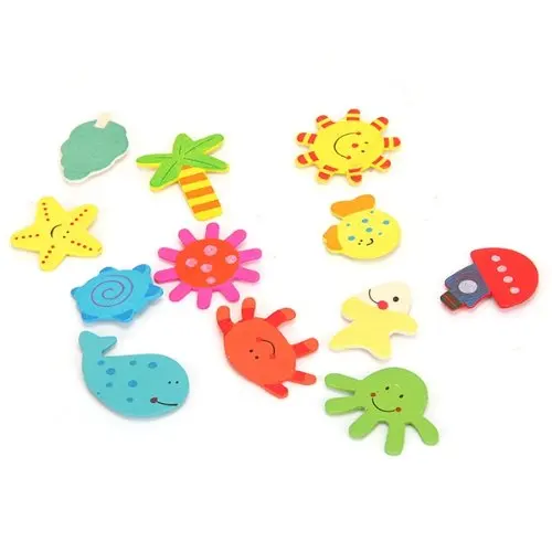 12x Wooden Fridge Sticker Baby Toys Home Art Novelty