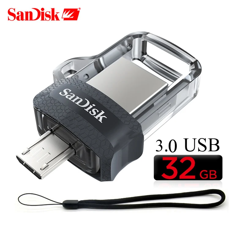 SanDisk sdd3 OTG флеш-накопитель USB 3,0 32 ГБ 16 ГБ 3,0 USB двойной мини-накопитель 128 Гб 64 Гб Флешка для ПК и телефонов Android