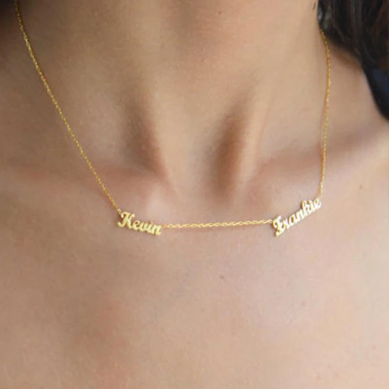 

Personalized Two Name Necklace For Couples Lovers Jewelry Stainless Steel Colar Custom Family Choker Custom Double Name Necklace