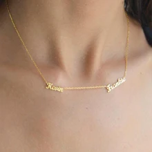 Personalized Two Name Necklace For Couples Lovers Jewelry Stainless Steel Colar Custom Family Choker Custom Double Name Necklace sideway customised double nameplate necklace personalized two name pendants jewelry family name bar necklace christmas gift