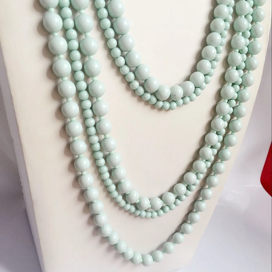 Новое модное эффектное пятислойное Мятное бисерное Женское Ожерелье