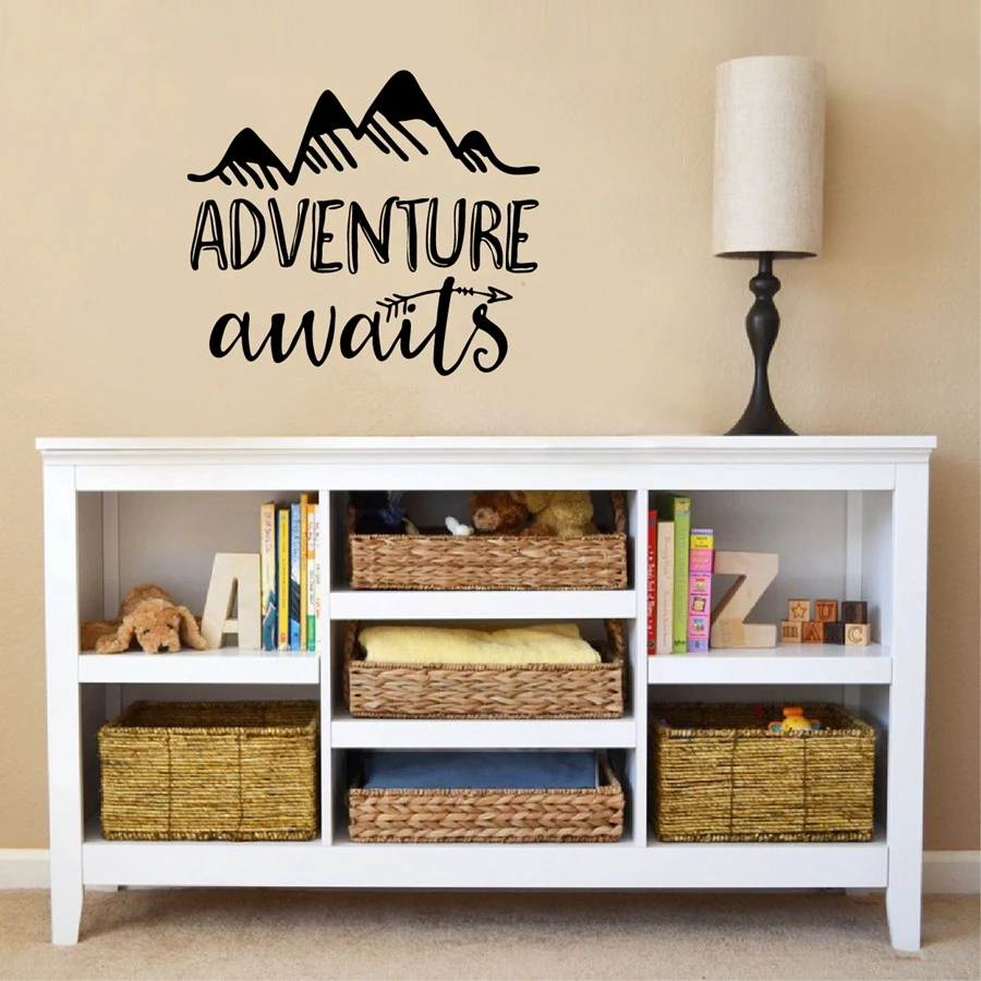 Adventure-awaits-Vinyl-Wall-Decal-Art-Nursery-Quote-Removable-sticker-Arrows-Mountains-Explorer-Nature-Modern-Nursery