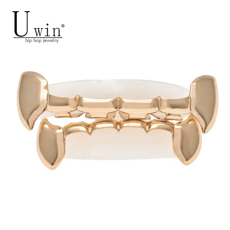 UWIN Fang набор грилей цвета розового золота половинчатые зубы Дракула вампирские клыки тонкие грили золотые верхние и нижние грили набор зубов