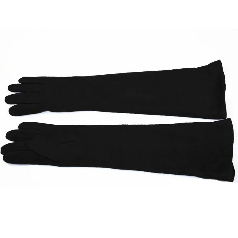 Женские длинные перчатки из овчины и замши, модные стильные теплые перчатки на пуговицах с бархатной подкладкой, нарукавная повязка