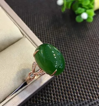 

18K rose gold with diamonds set with top old ingredients spinach green and Tian Biyudan ringh58#