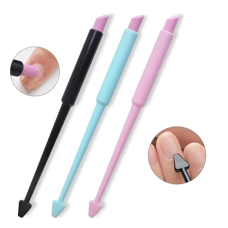 1Pc Nail Art Cuticle Pusher Dual end Quartz Scrubs Stone Cuticle