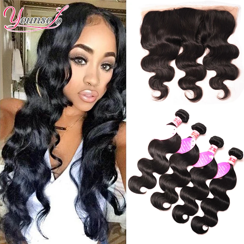 7A Ear To Ear Lace Frontal Closure With Bundles 3 Bundles Malaysian Body Wave With Closure Full Lace Human Hair Weave Bundles