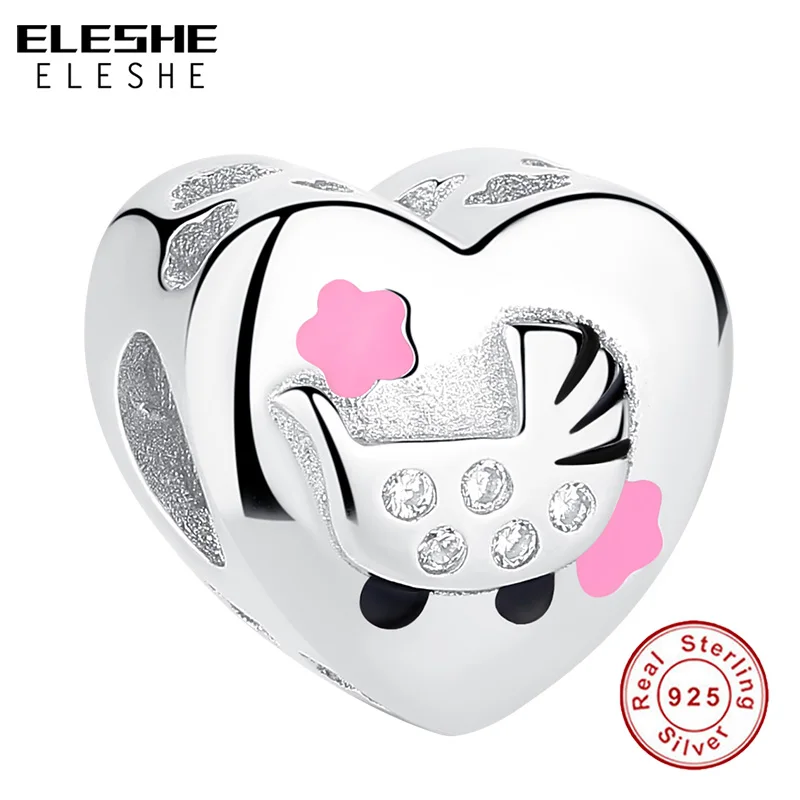 ELESHE 2019 New Personalized 925 Sterling Silver Heart Charms Fit Original Pandora Bracelet Customized Photo Beads DIY Jewelry