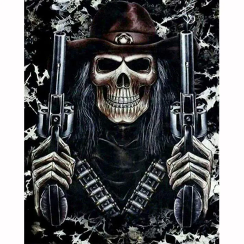 

New Handicrafts Cartoon Skull With Guns 5D Diy Diamond Painting Cross Stitch Diamond embroidery Mosaic European Home Decor