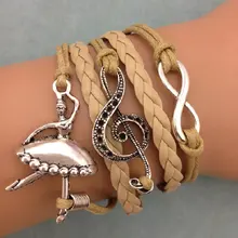 1 шт. бесконечность, ладони и anghor браслет. металл очарование, воск шнур, кожаный браслет 3518