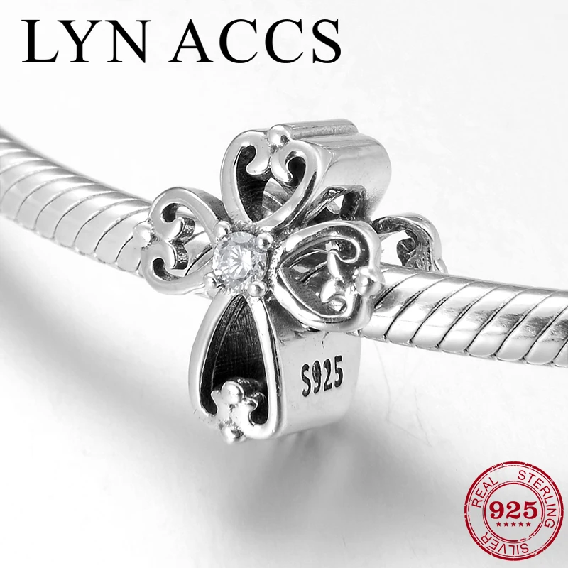 

Hollow Out Lukcy four-leaf clover Heart shape 925 Sterling Silver Beads Jewelry making Fit Original Pandora Charms Bracelet