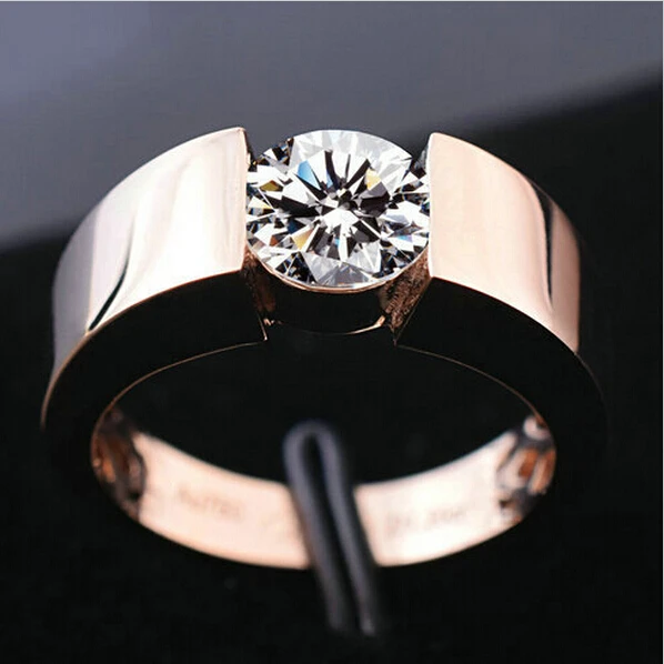 Classic Engagement Ring 18K real rose gold plated AAA Arrows CZ Diamond lovers promise Ring for men women