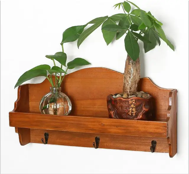 Wooden Wall Rack Flower Vase Holder Multi use Wooden&Metal Wall