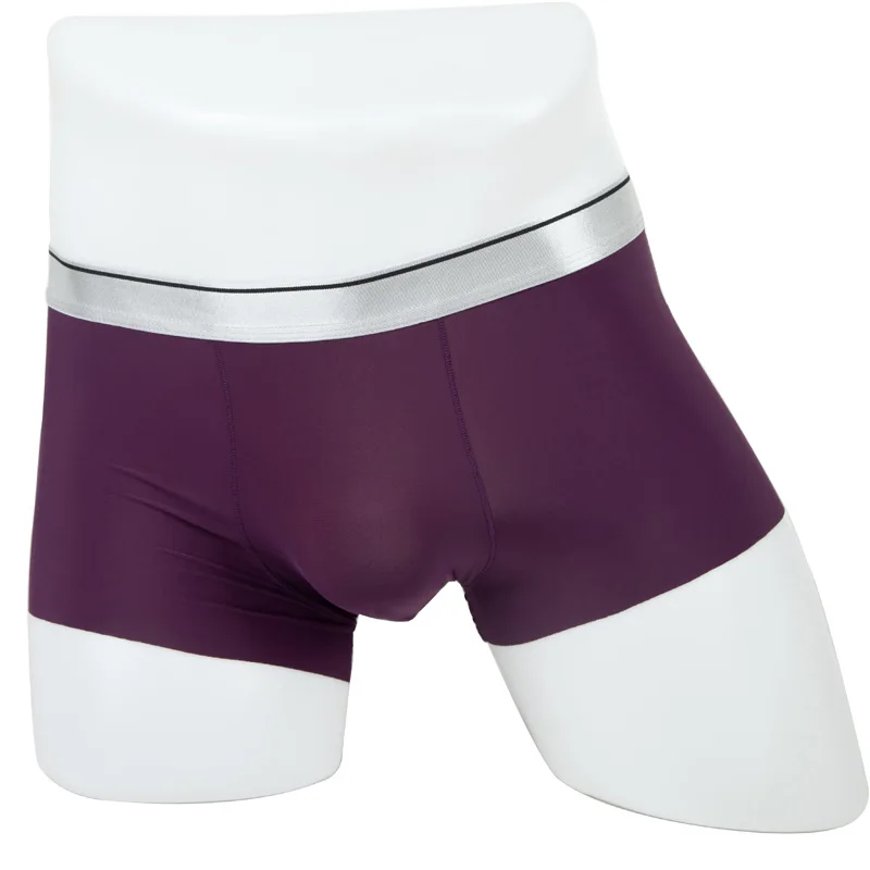 5pcs/lot Mens Ice Silk Boxer Underpants U convex Design pure color Comfortable Mens Underwear