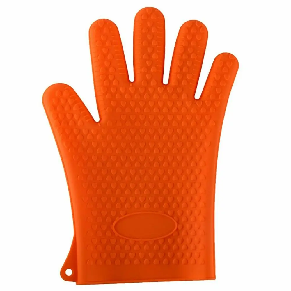 Новая силиконовая духовка рукавица кухонная термостойкая Толстая готовка рукавица для Гриль-барбекю Прихватки кухонные приспособления кухонные аксессуары CA - Цвет: Оранжевый