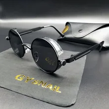 Gysnail Готический стимпанк Солнцезащитные очки для женщин Для мужчин поляризационные Для женщин солнцезащитные очки Солнцезащитные очки для женщин Ретро Круглый моды Брендовая Дизайнерская обувь зеркало