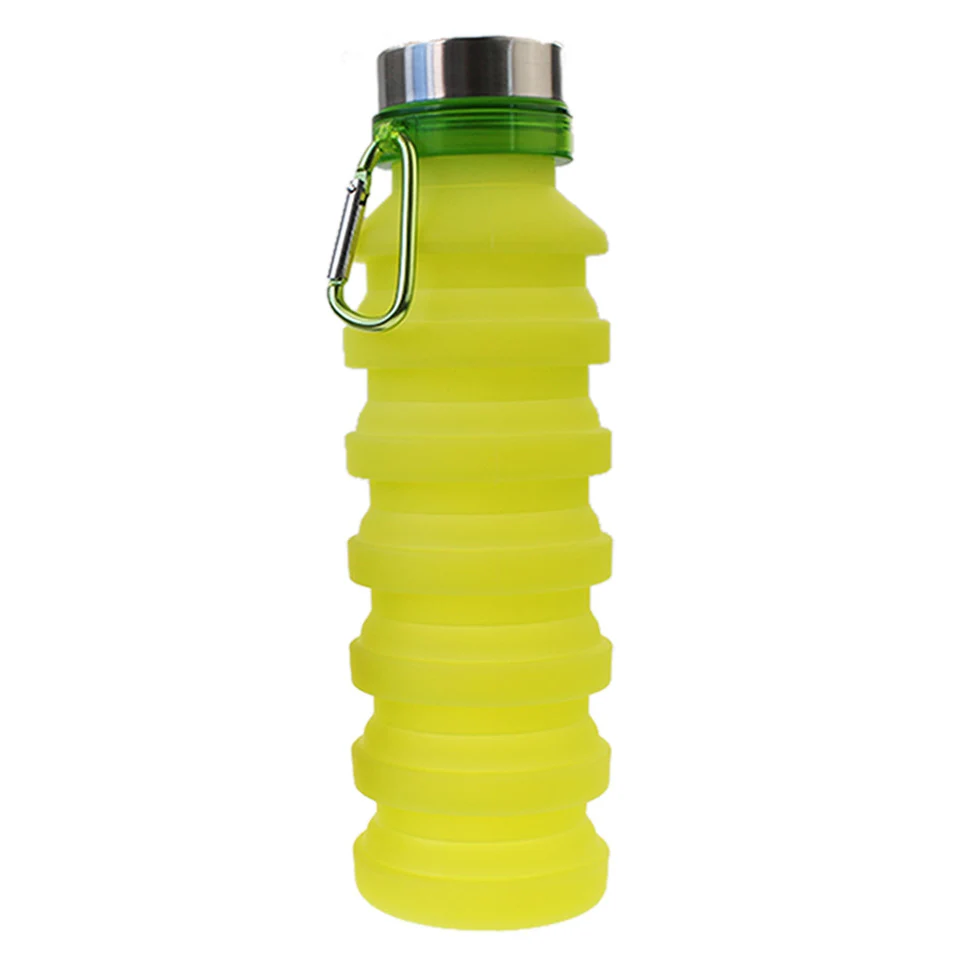 TEENRA 1 шт. Спортивная бутылка для воды 500 мл, складная бутылка для воды, открытый силиконовый чайник для воды, складной шейкер для путешествий - Цвет: Зеленый