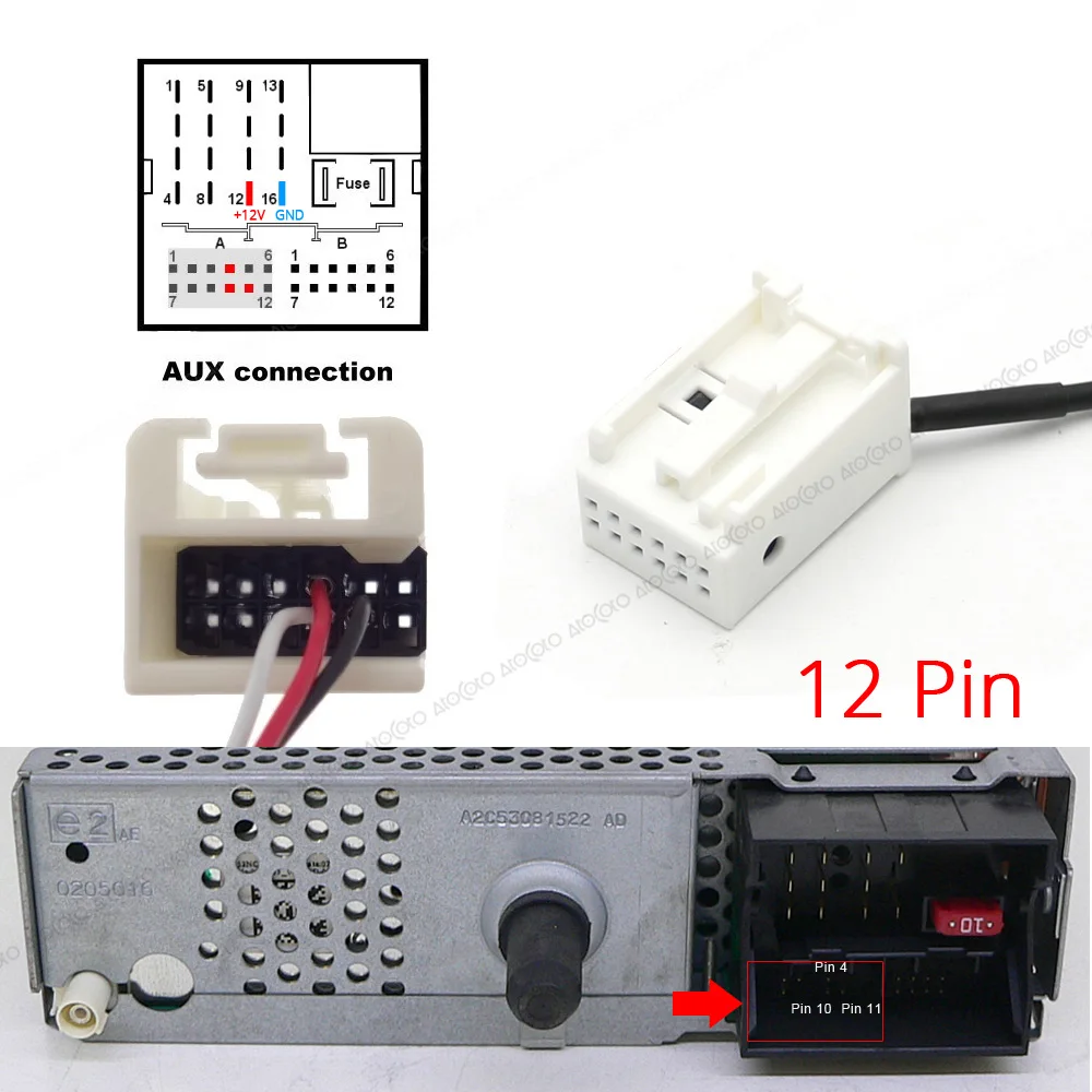 Автомобильный Bluetooth Aux приемник для Peugeot 307 407 RD4 радио стерео 12 контактный Кабель