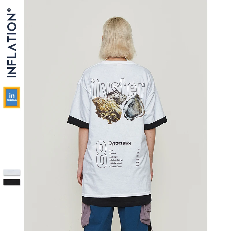 

INFLATION Brand new men's fashion t shirt 2019 oyster printed around the neck men's short sleeve t-shirt cotton top tee 91307S