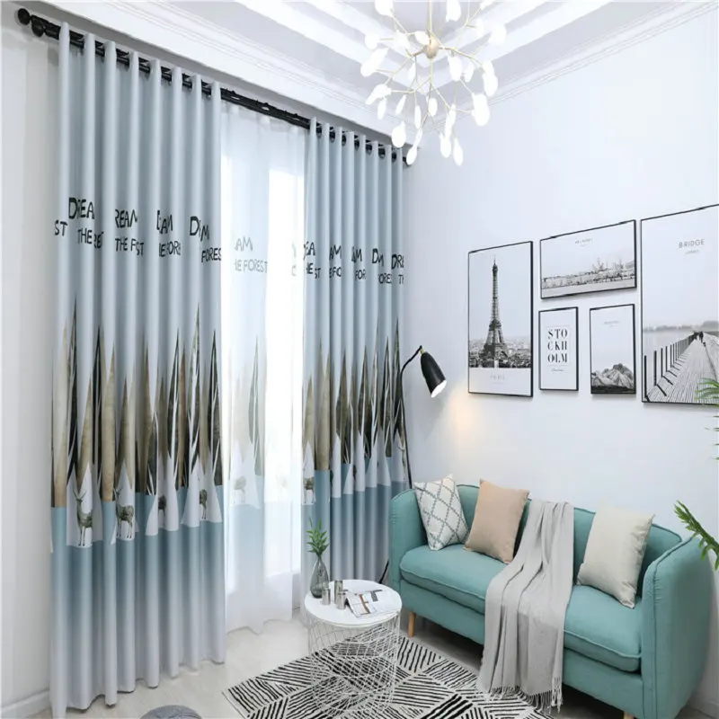 Window Curtains for Living Room Bedroom Kitchen Modern Minimalist Nordic Dream Forest Print Blackout Curtain | Дом и сад